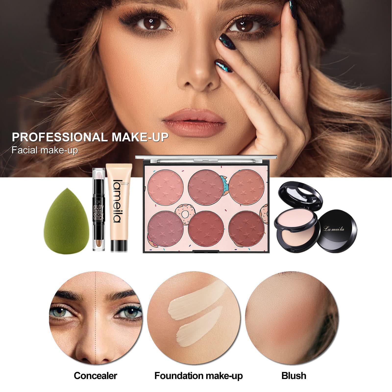 Miss Rose M All In One Makeup Kit blush-palette adds natural color to cheeks