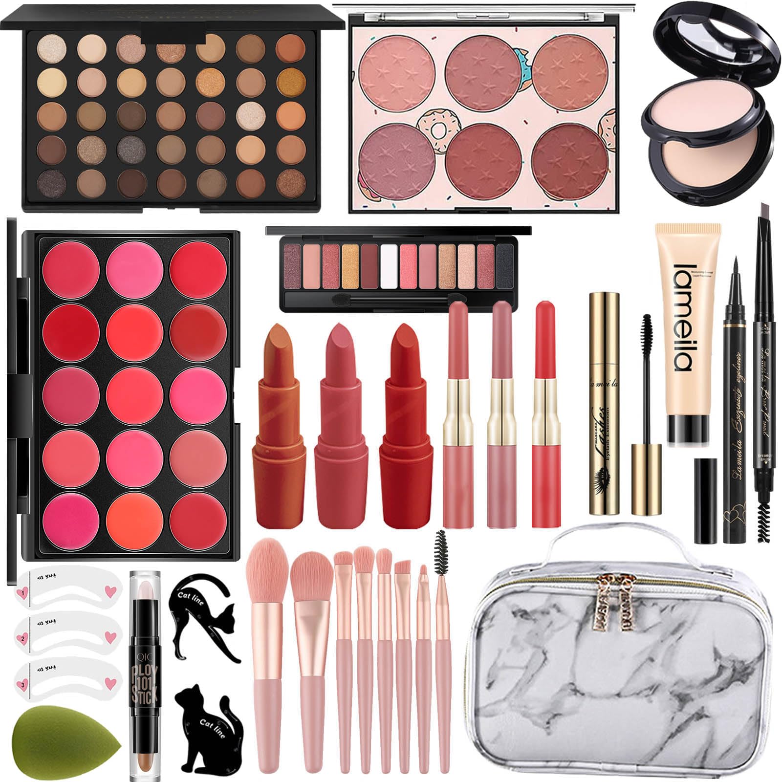 Miss Rose M makeup kit front view, travel-ready all-in-one beauty solution.