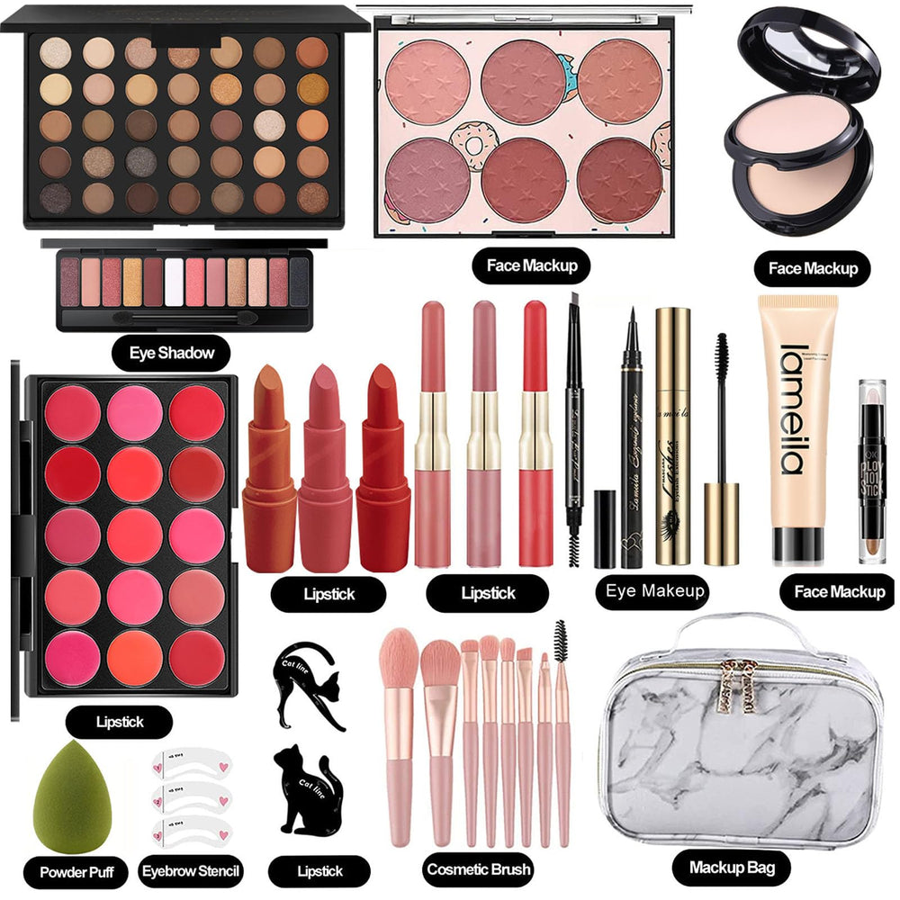 Miss Rose M makeup kit opened palette display, quick everyday looks.