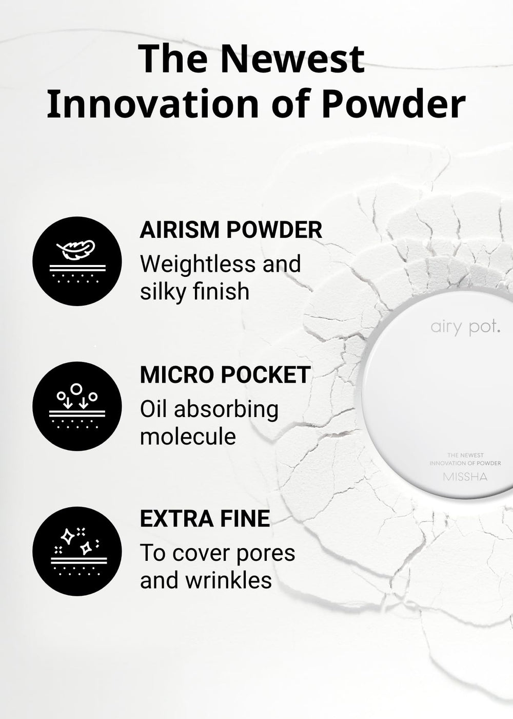 MISSHA Airy Pot packaging detail highlights sleek design and travel-friendly compact