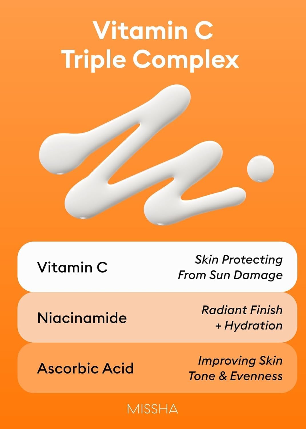 MISSHA Vita C sunscreen aporta luminosidad natural gracias a la Vitamina C.