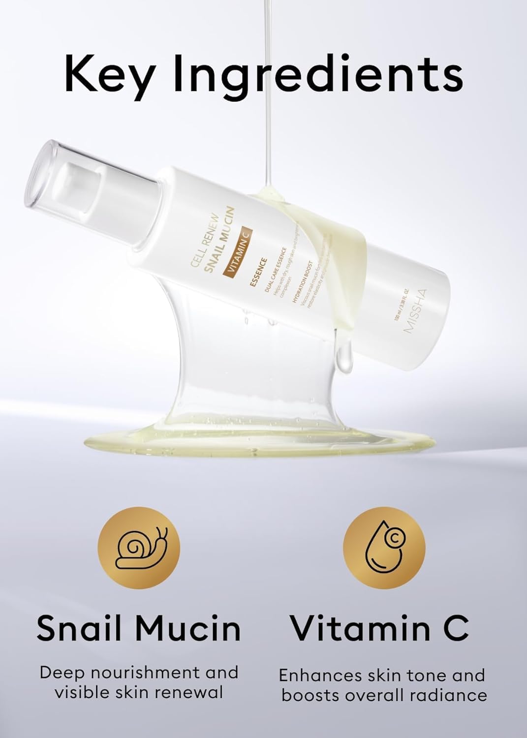 MISSHA Cell Renew serum liquid glow shot suggests dewy, hydrated look