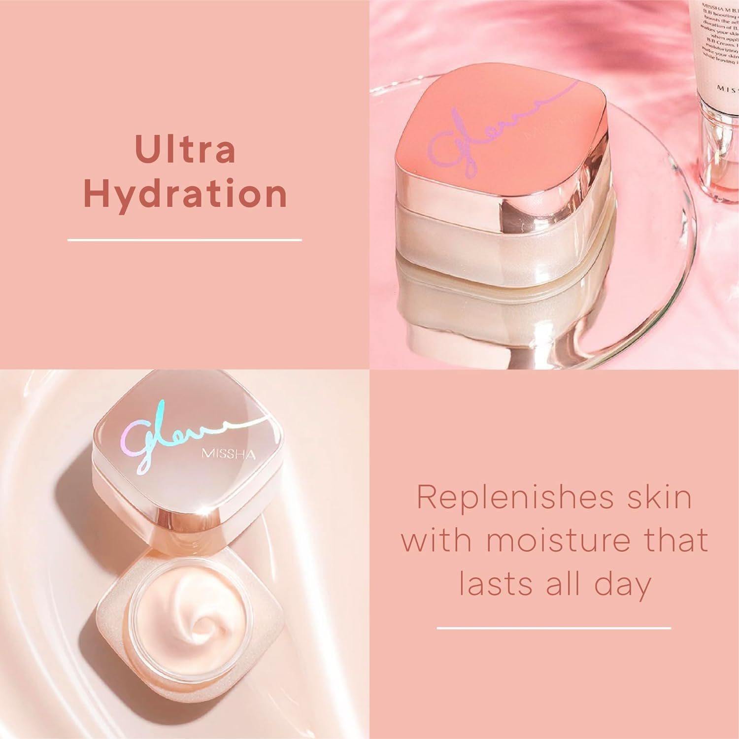MISSHA Glow Skin Balm before-after glow illustrating glass-skin radiance