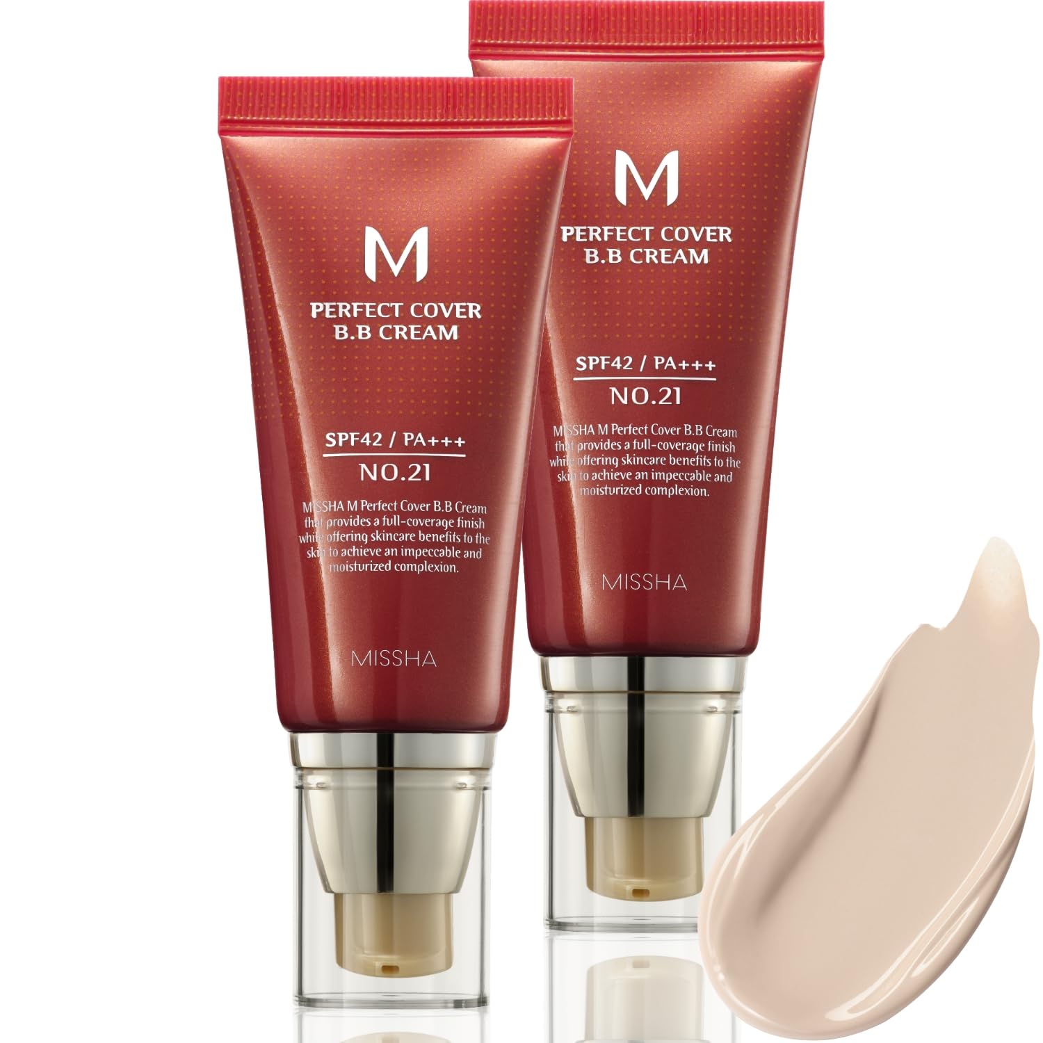 MISSHA M Perfect Cover BB Cream dual-pack tube offers natural buildable coverage for daily wear