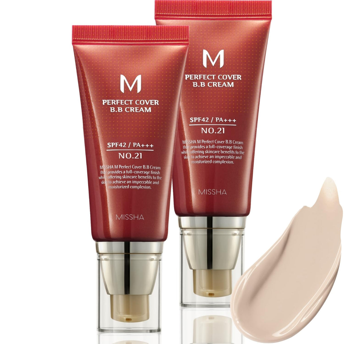 MISSHA M Perfect Cover BB Cream dual-pack tube offers natural buildable coverage for daily wear
