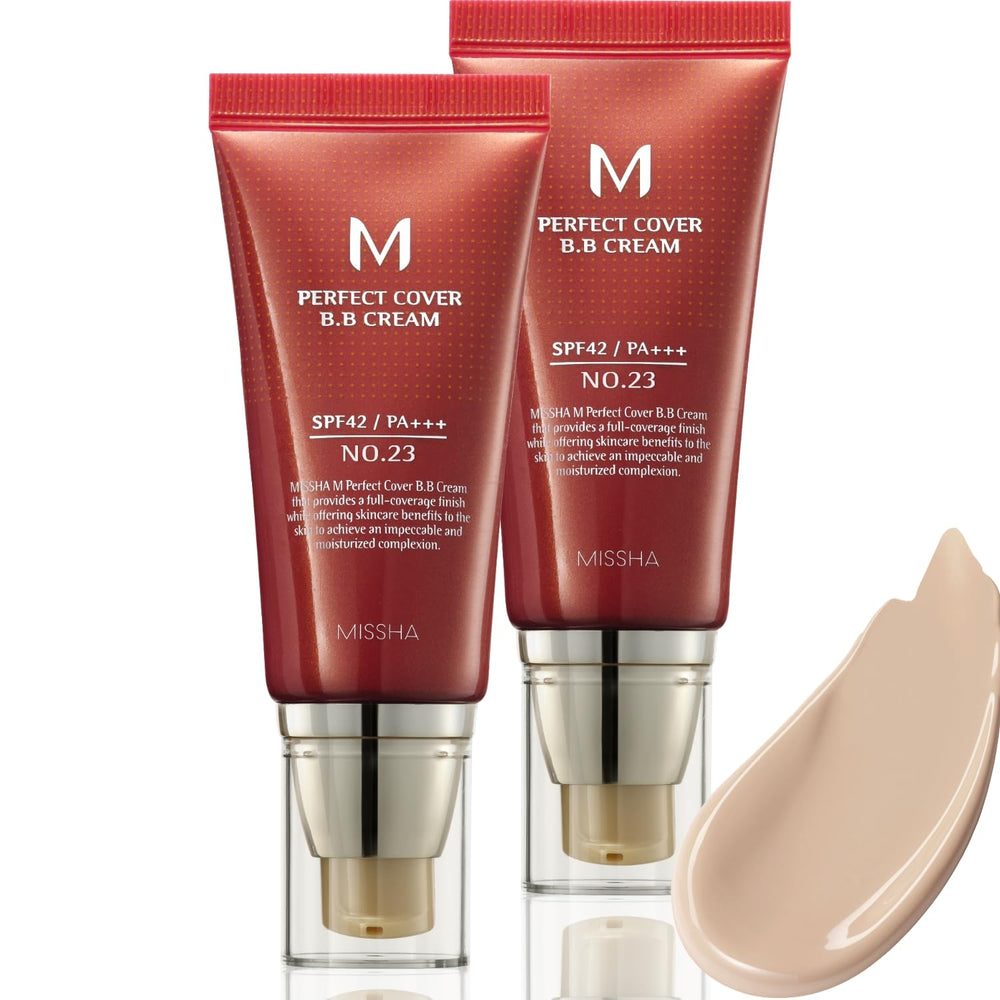MISSHA M Perfect Cover BB Cream Dual Pack No.23 Natural Beige front view for natural, buildable coverage.