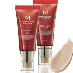 MISSHA M Perfect Cover BB Cream Dual Pack No.23 Natural Beige front view for natural, buildable coverage.