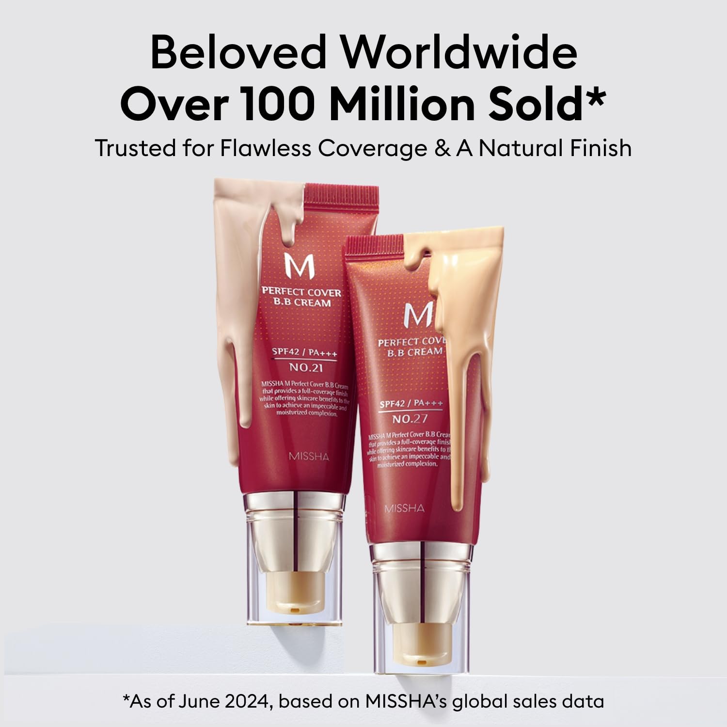MISSHA M Perfect Cover BB Cream No27 SPF42 PA+++ label highlights sun protection for daily use.