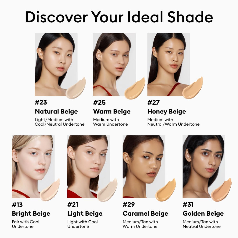 MISSHA No27 tone comparison image shows warm-neutral undertones on skin.