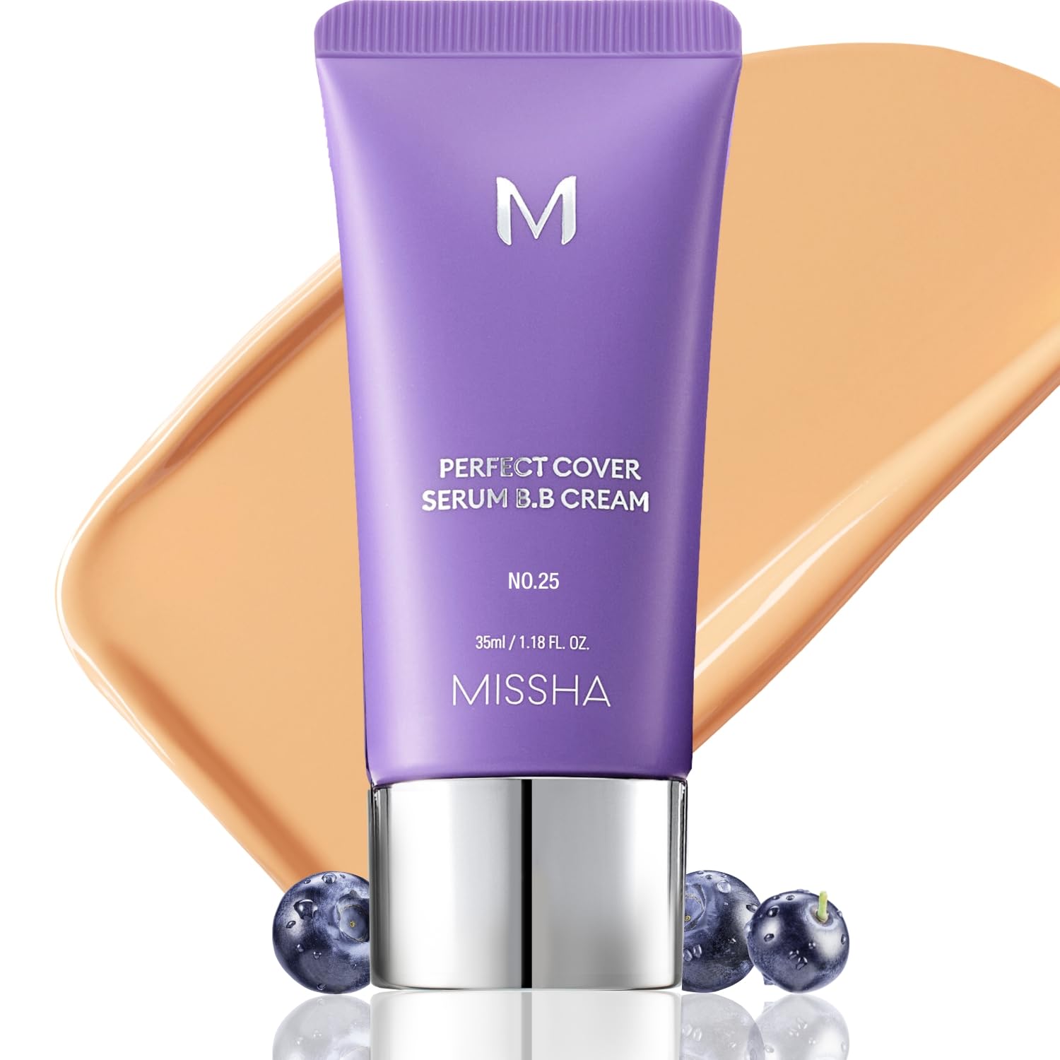 MISSHA M Perfect Cover Serum BB Cream No.25 Warm Beige closeup for radiant natural glow.