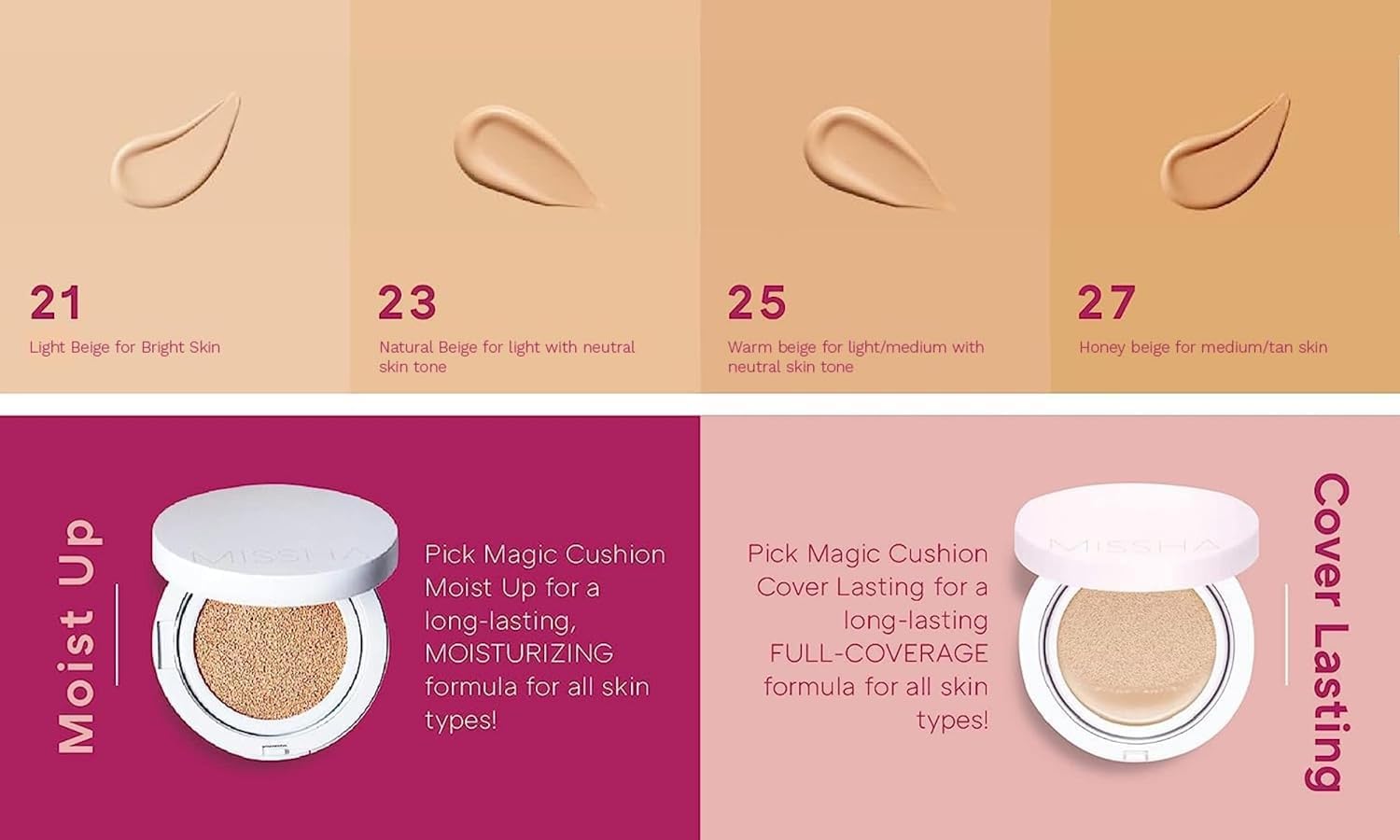MISSHA compact close-up showcases sleek packaging and long-lasting wear.