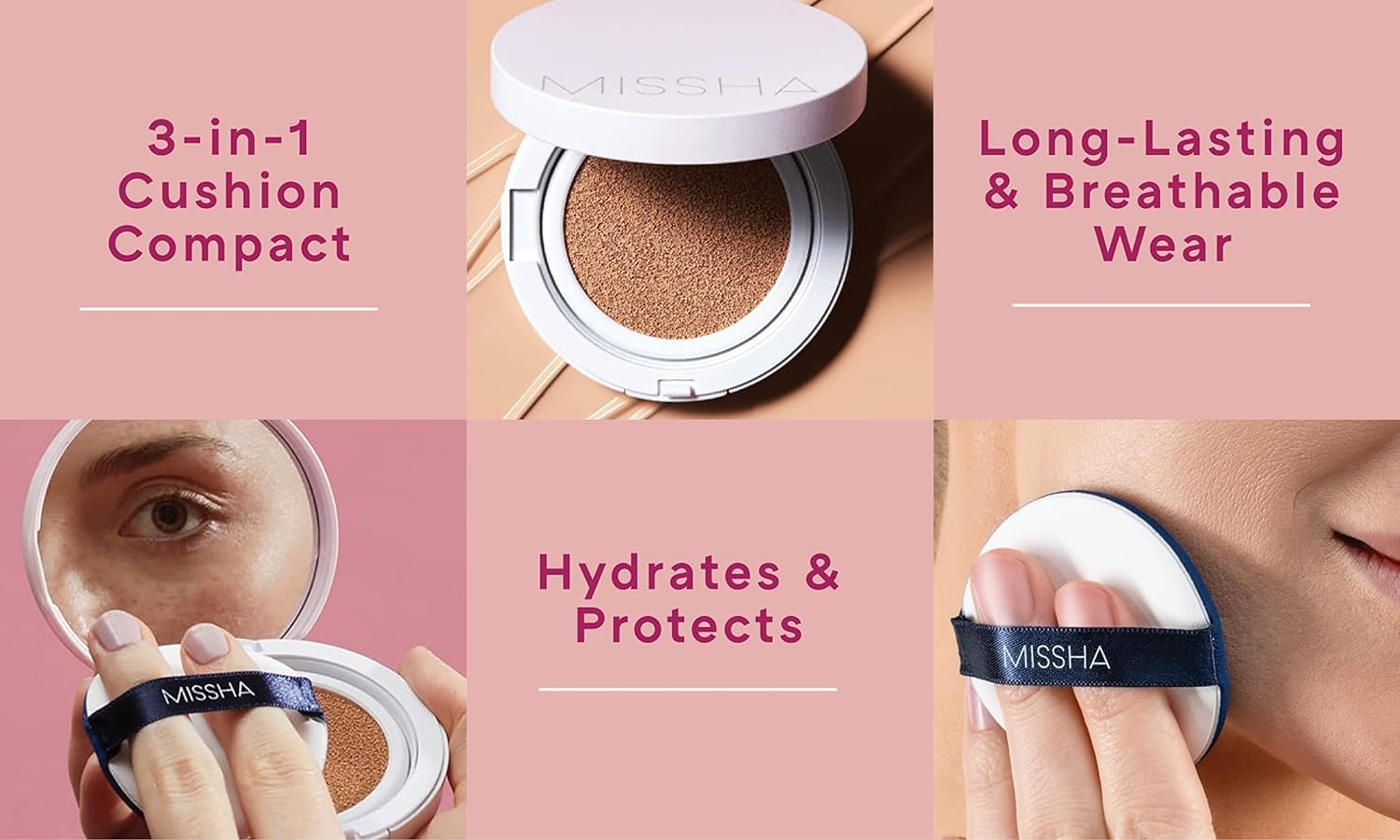 MISSHA Magic Cushion No.23 swatch reveals buildable coverage for personalized glow.