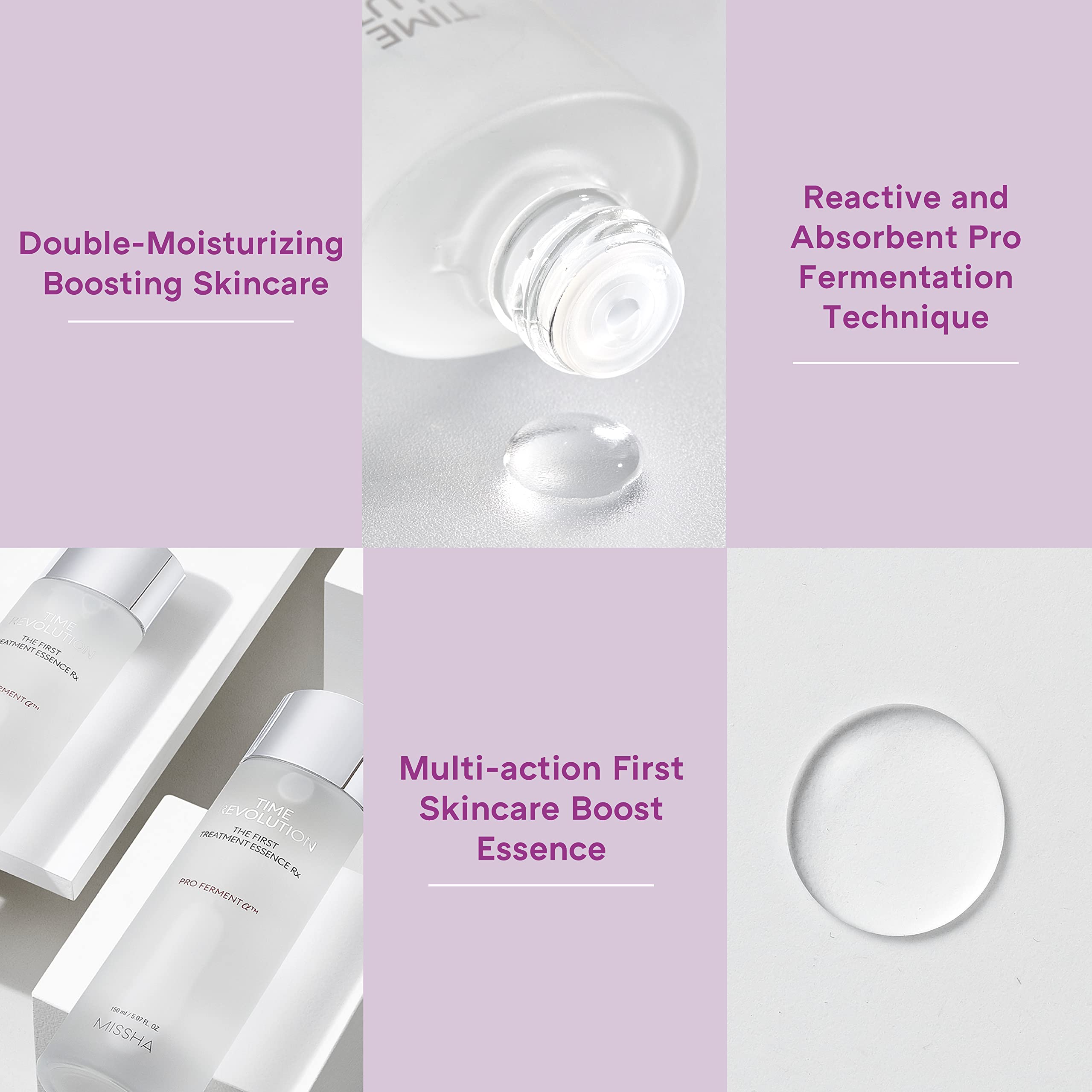 MISSHA Time Revolution RX double fermentation process close-up highlights advanced fermentation.