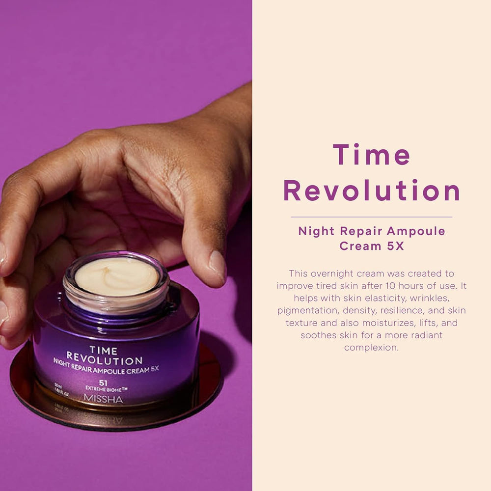 MISSHA Time Revolution Night Repair Ampoule Cream swirl shows rich hydration and texture.