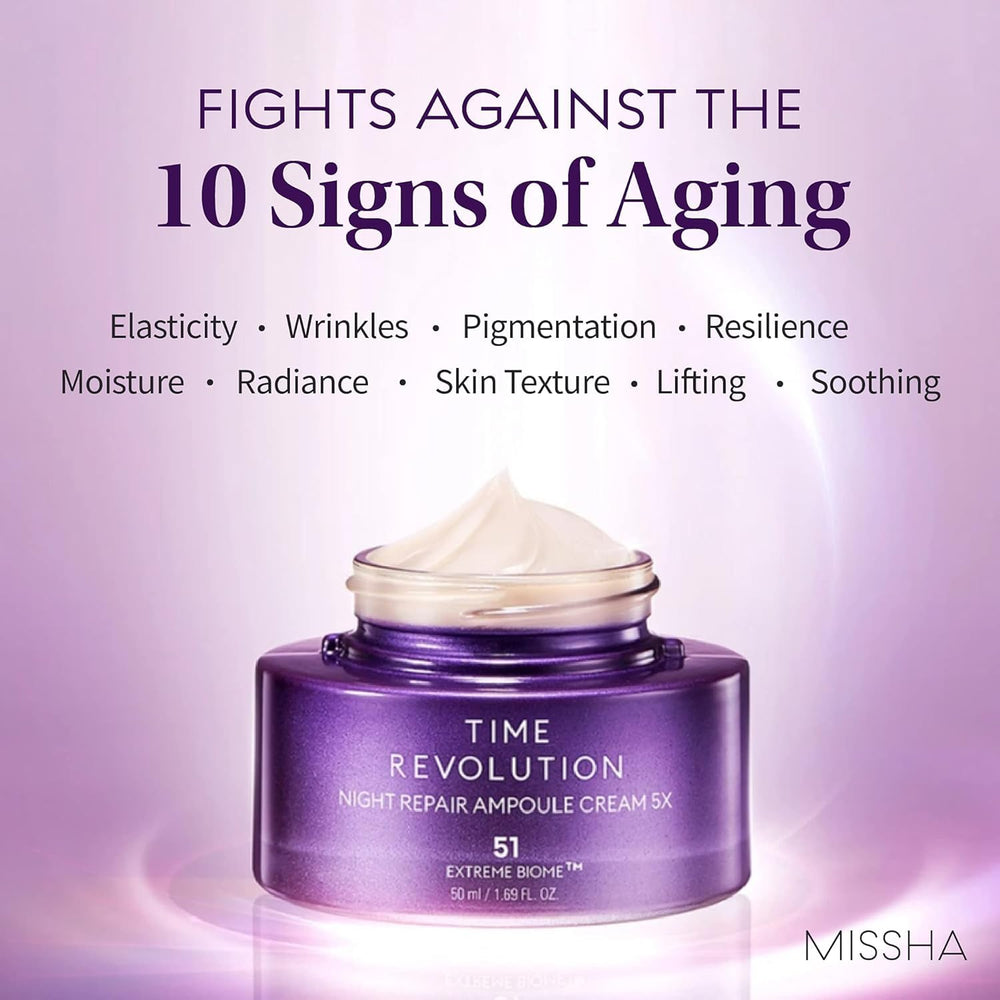 MISSHA Time Revolution Night Repair cream suggests soft, smoother skin by morning.