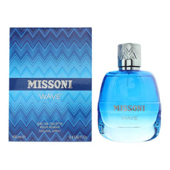 Missoni Wave Men EDT spray bottle — citrus-aromatic fragrance for daily wear and long-lasting freshness.
