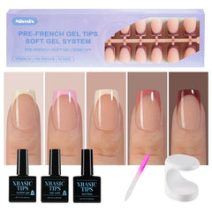 Misssix French Tip press-on nails kit opened for at-home manicure