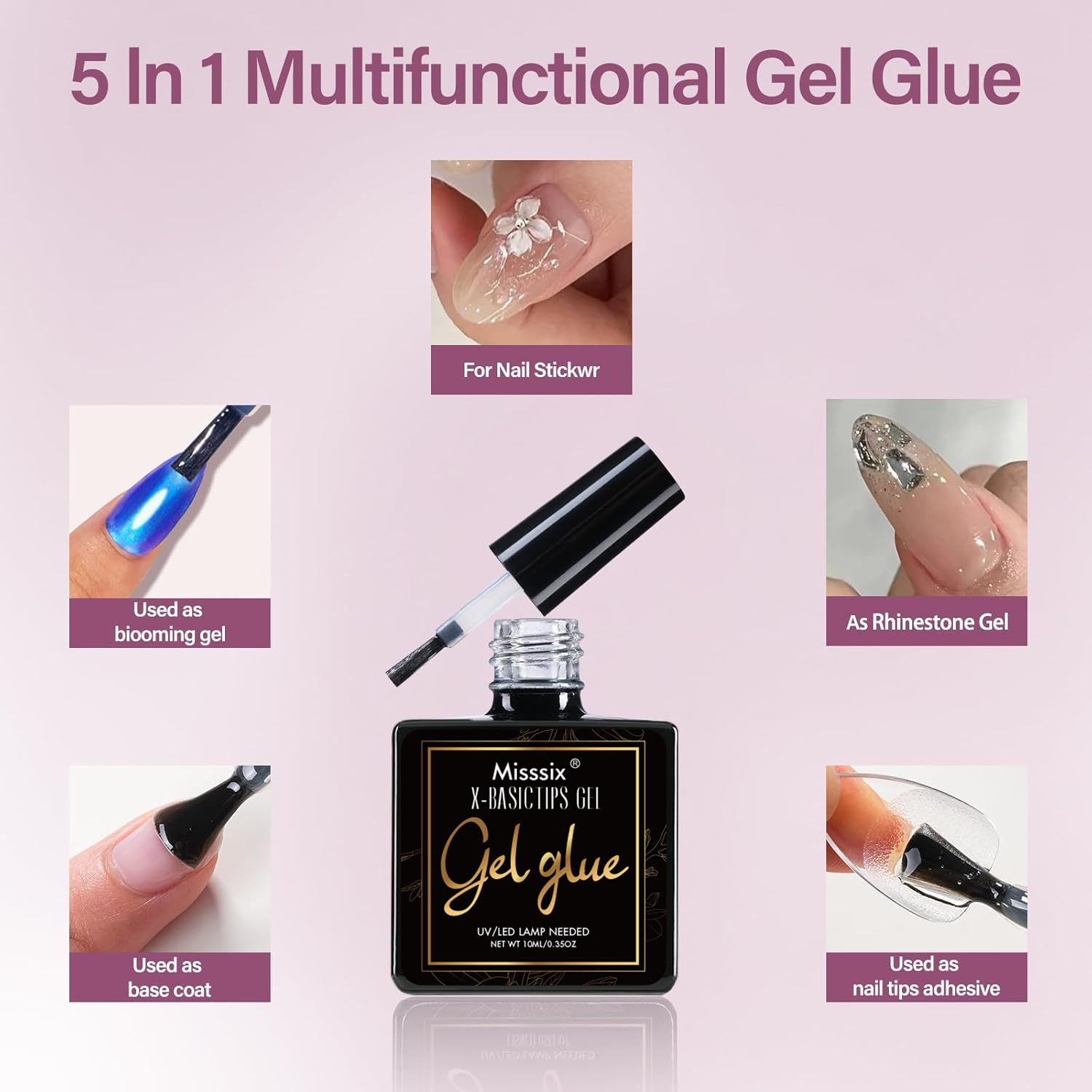 Misssix portable UV LED nail lamp shown with compact design for fast curing on the go.