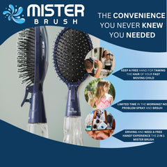 Mister Brush mist spray action highlights easy, even hydration for styles.