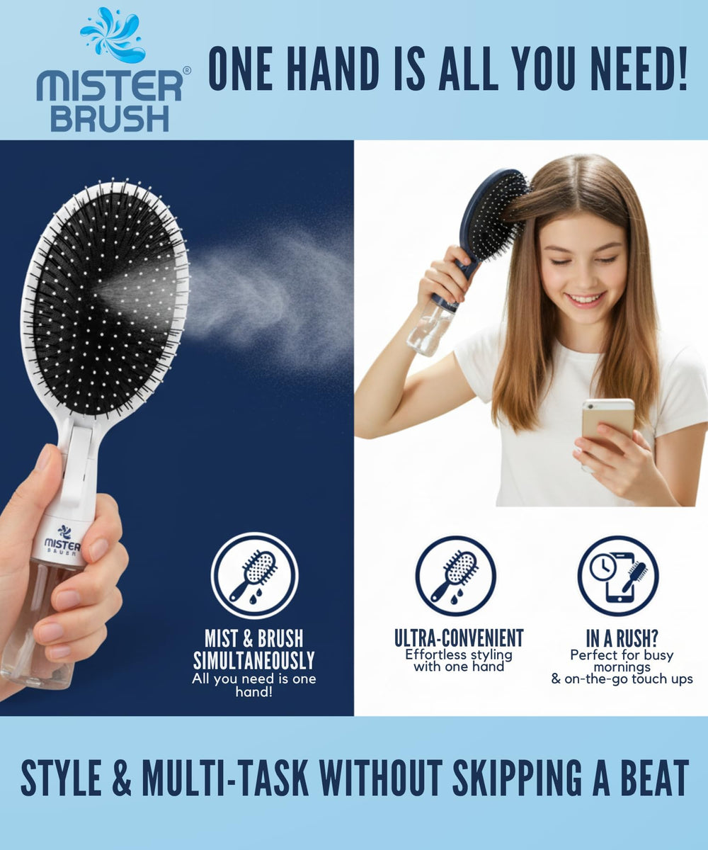 Mister Brush Navy no-tangle bristles glide through knots with minimal tug.