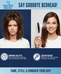 Mister Brush water reservoir shown for convenient misting.