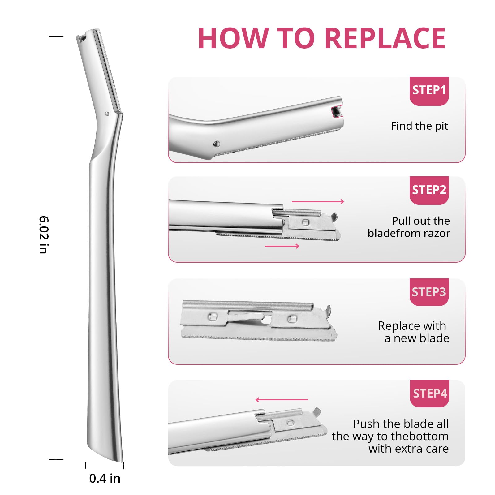 Mistfree Dermaplane Razor refill blades demonstrate easy, hygienic blade changes.