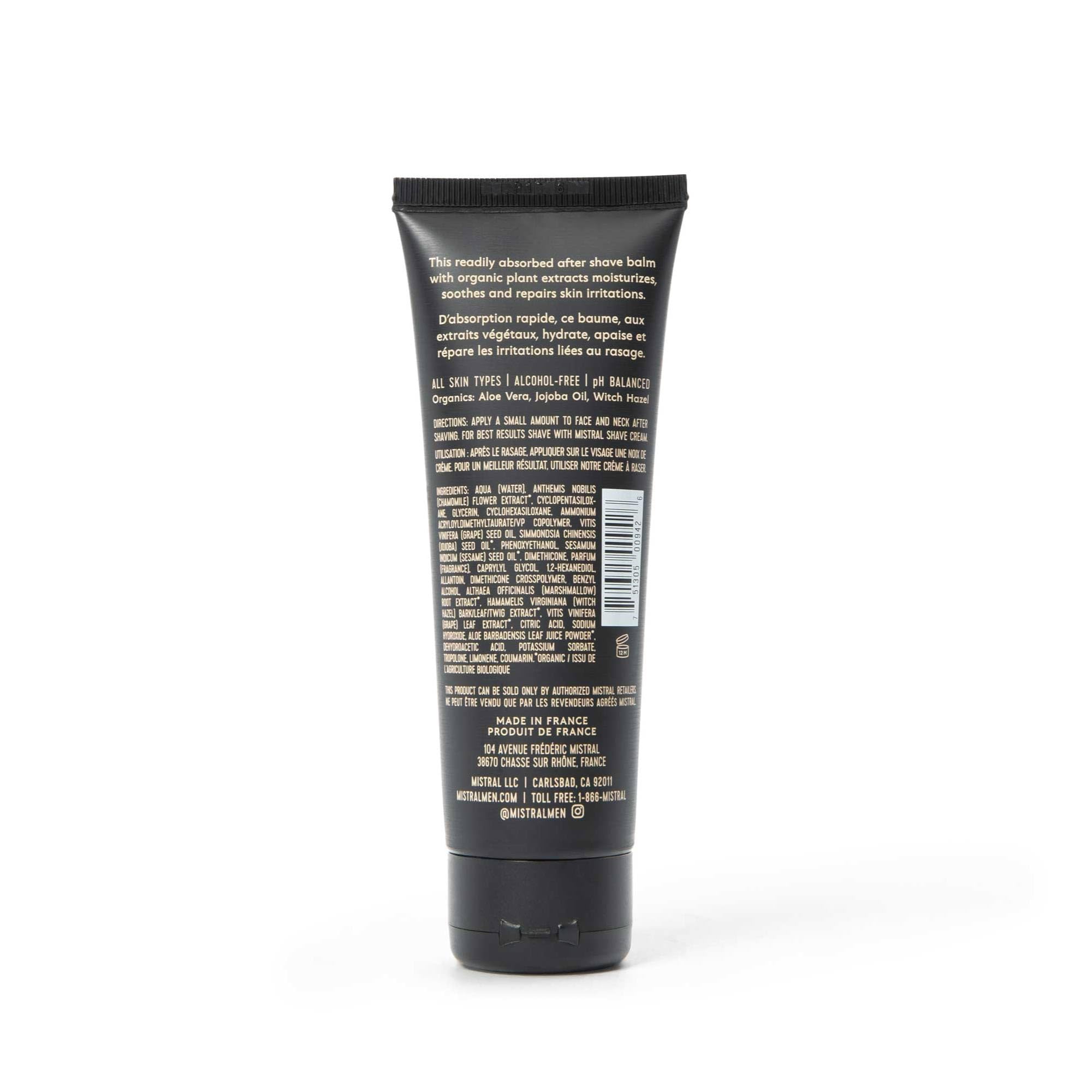 Mistral Bourbon Vanilla Post Shave Balm texture during application indicating quick absorption