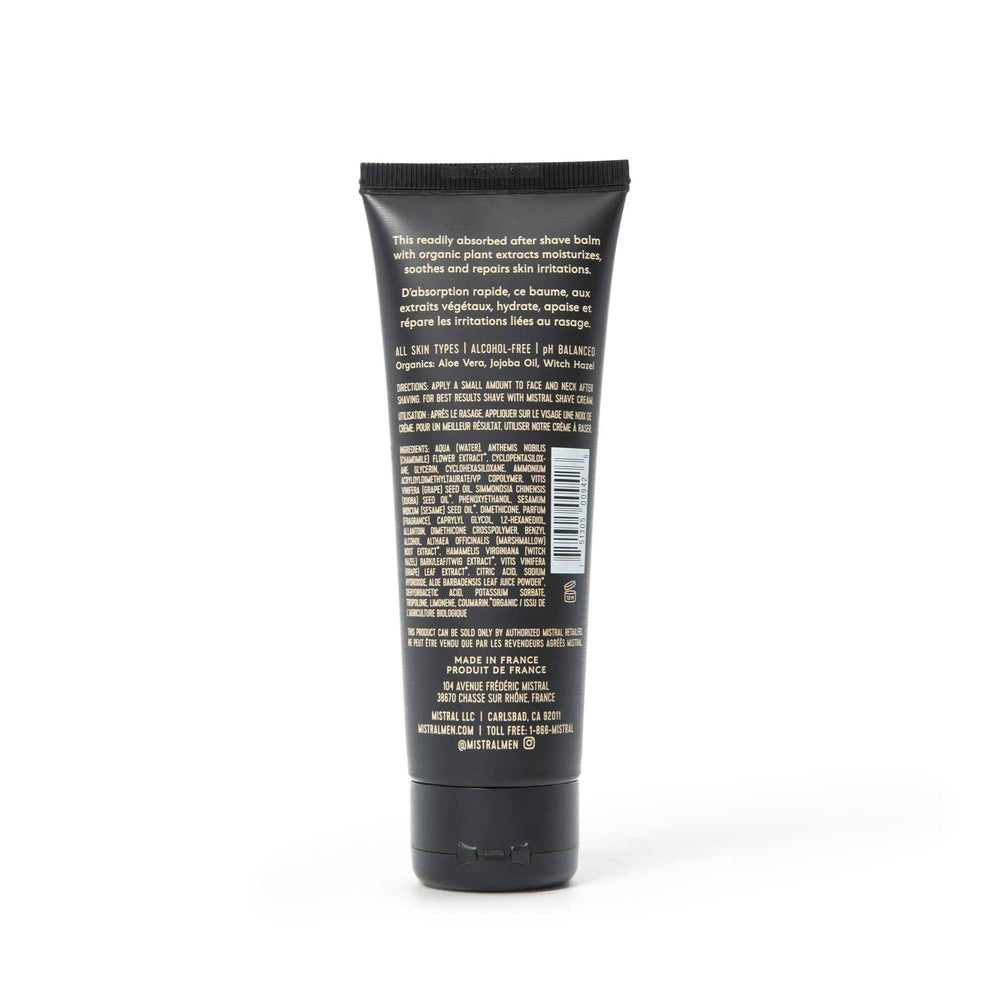 Mistral Bourbon Vanilla Post Shave Balm texture during application indicating quick absorption