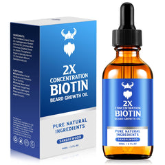 MistySprite Beard Growth Oil bottle highlights biotin for fuller beard