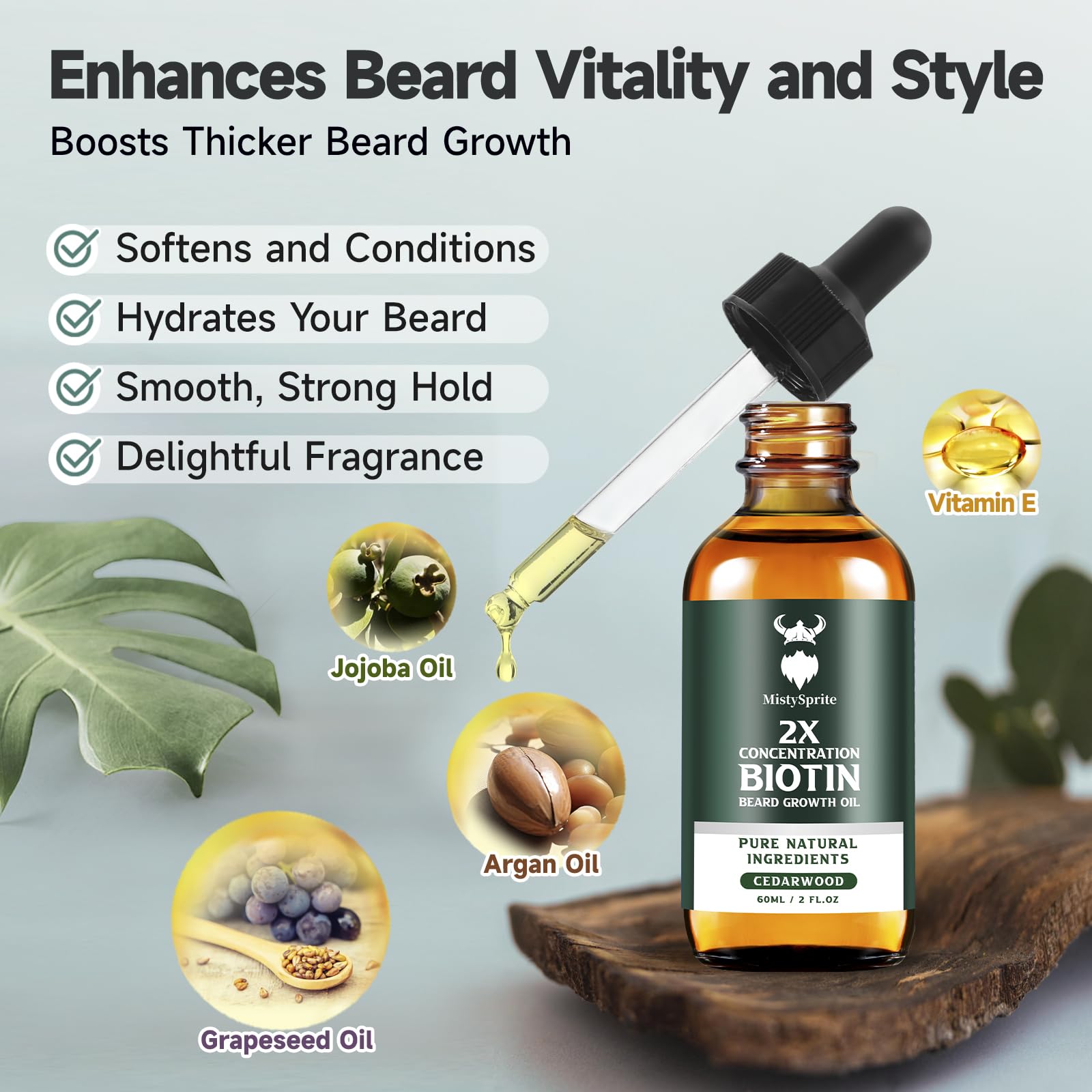 MistySprite beard oil with grapeseed for antioxidant conditioning