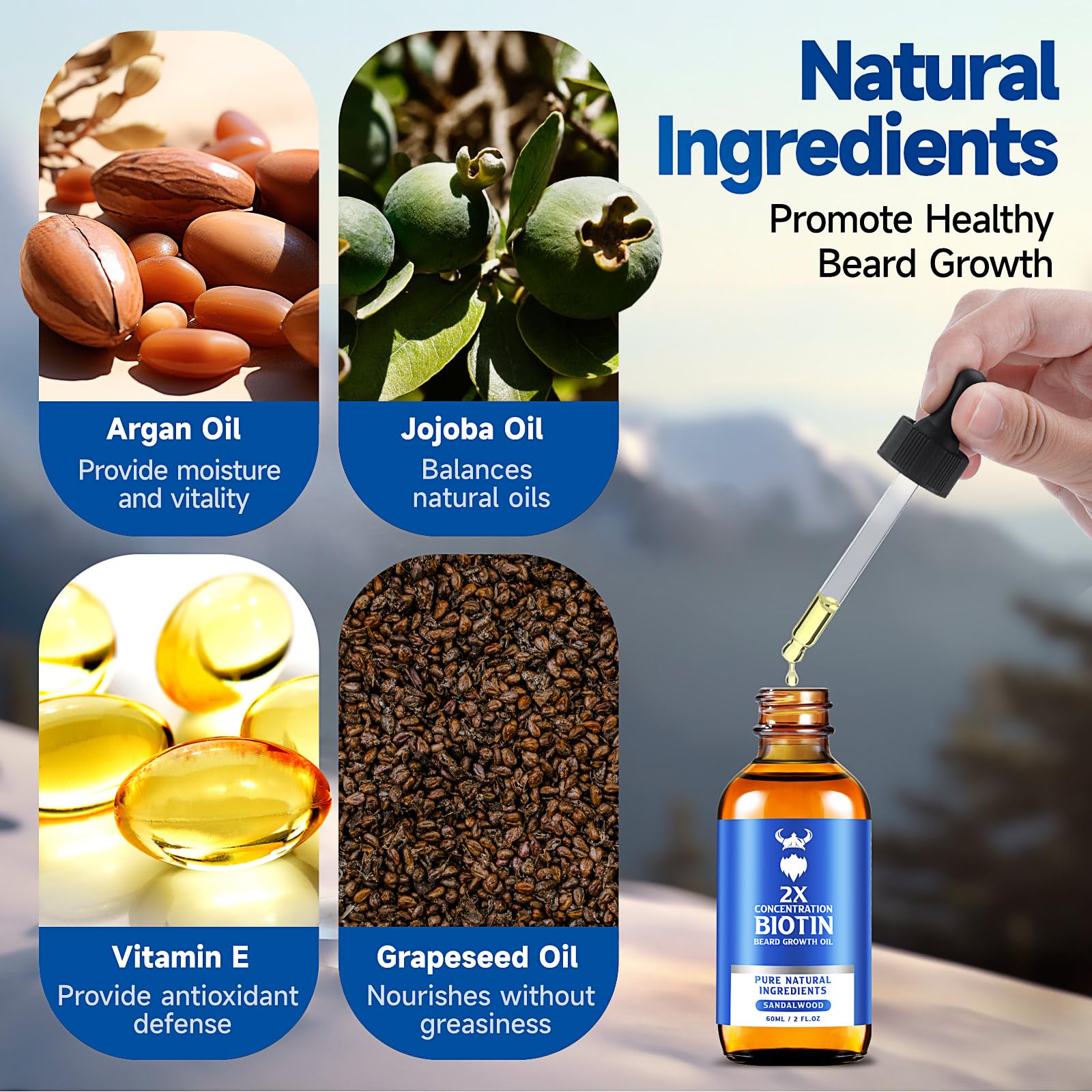 MistySprite Beard Growth Oil softening action for smoother hair