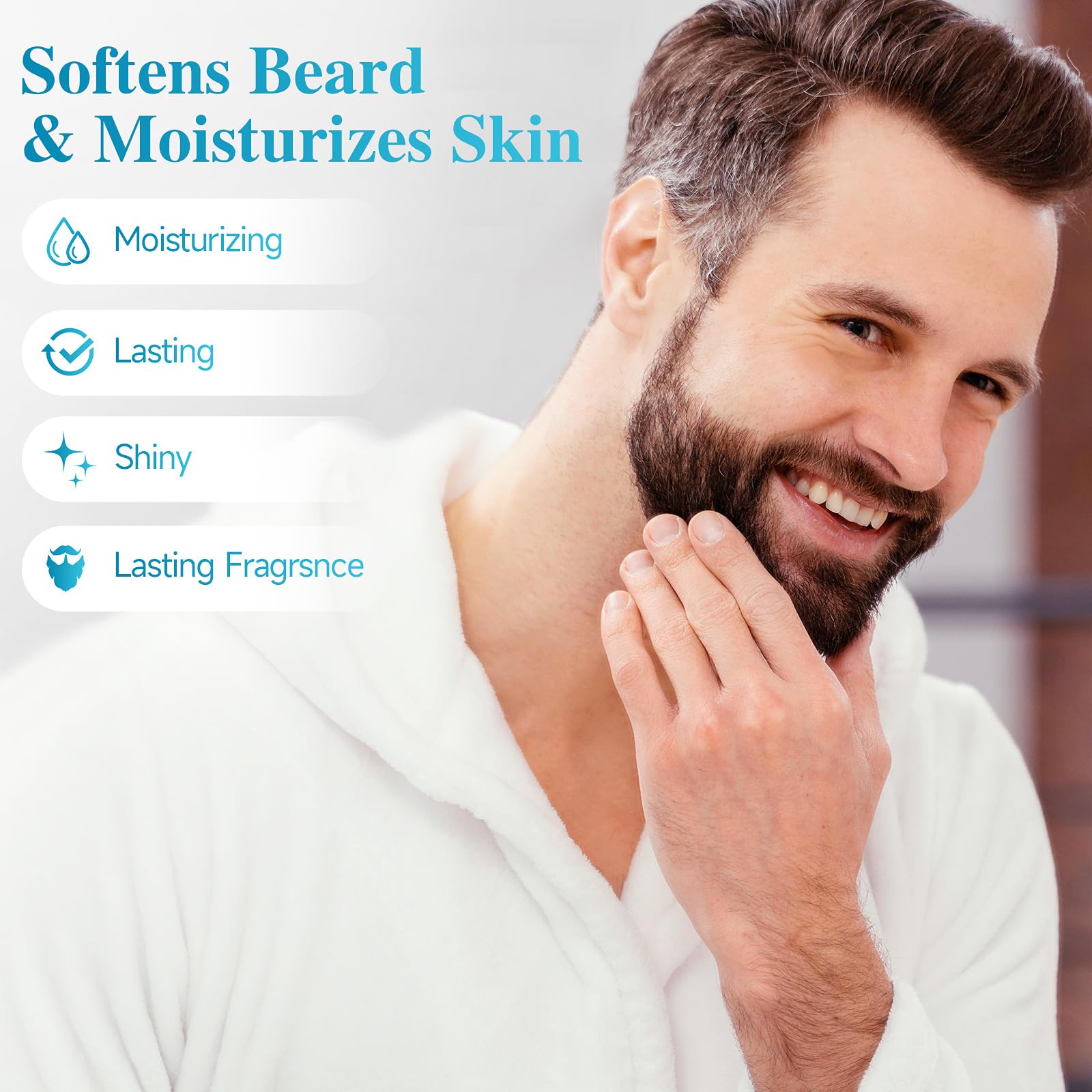 MistySprite Biotin Beard Balm fragrance notes cedar-vanilla-orange in styled setup