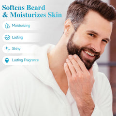 MistySprite Biotin Beard Balm fragrance notes cedar-vanilla-orange in styled setup