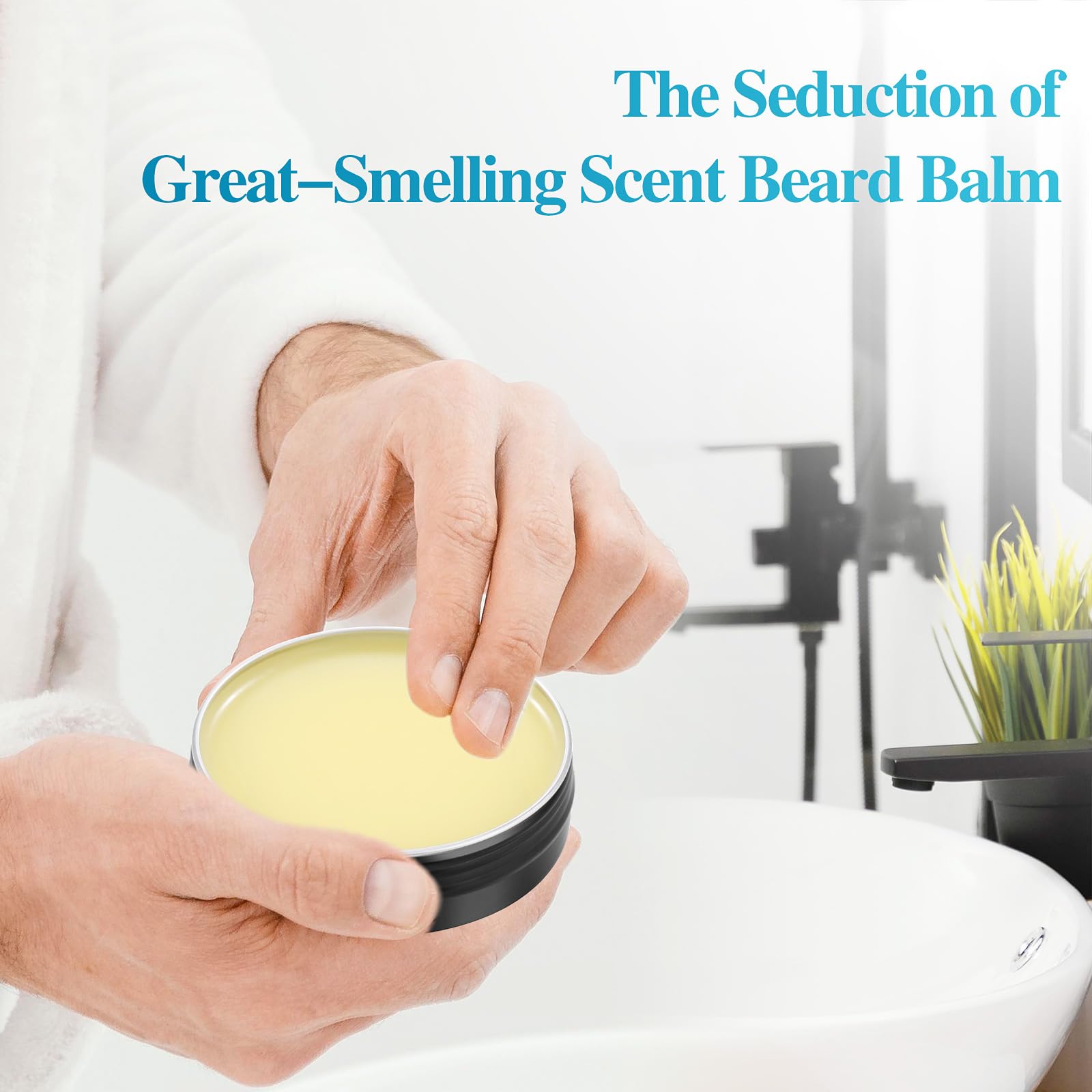 MistySprite Biotin Beard Balm ingredients with argan and castor oils in bottle