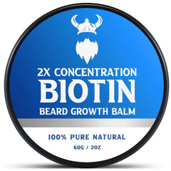 MistySprite Biotin Beard Balm jar close-up showing natural ingredients for healthy beard