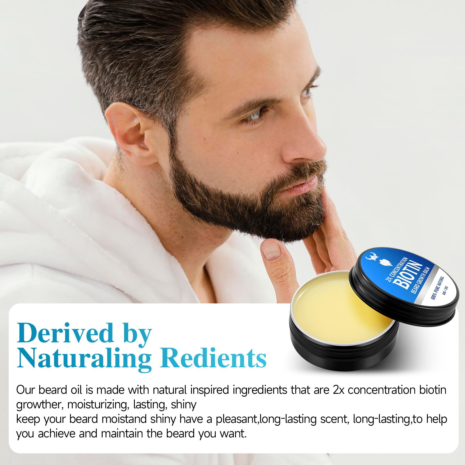 MistySprite Biotin Beard Balm 2 oz tin packaging for gifting