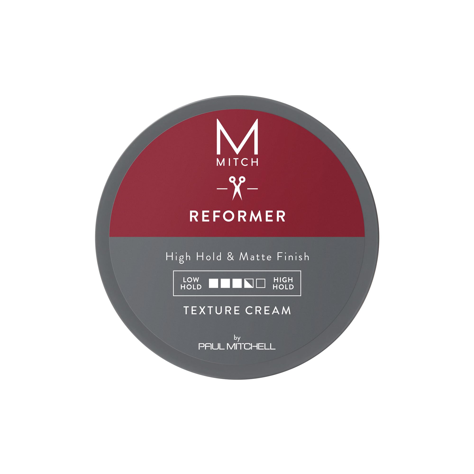 MITCH Reformer texture cream jar showing thickening formula for fuller hair