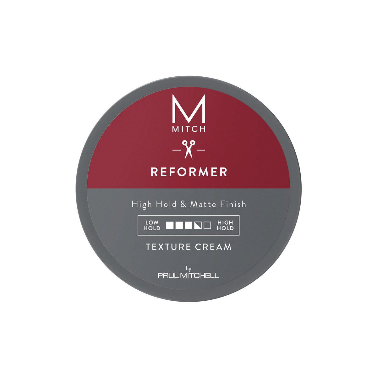 MITCH Reformer texture cream jar showing thickening formula for fuller hair