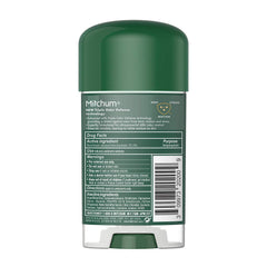 Mitchum Mountain Air gel bottle close-up demonstrates quick-drying, no white residue.