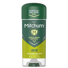 Mitchum Advanced Gel Mountain Air pack of 3 box highlights value and convenience.