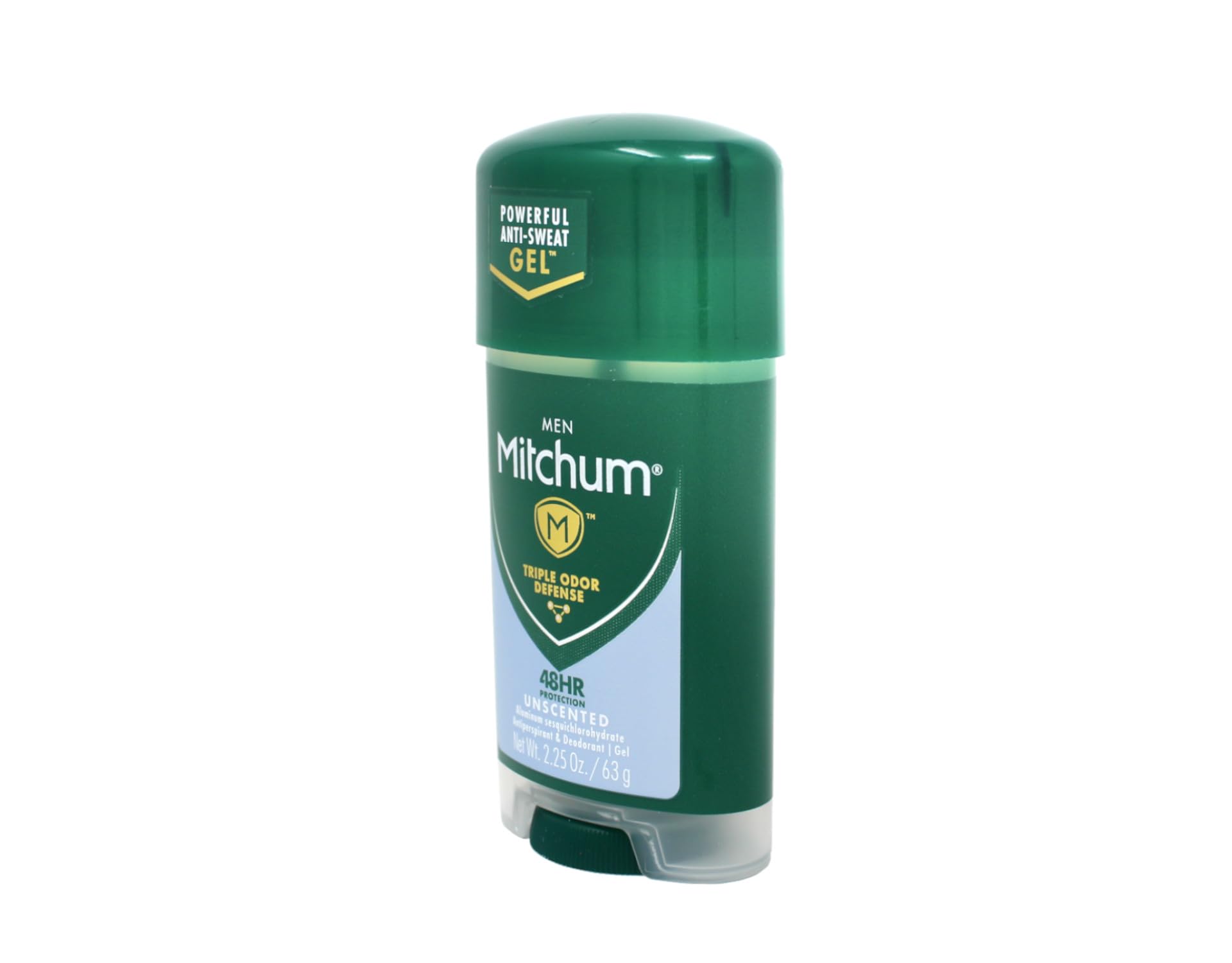 Mitchum Clear Gel Unscented hand-press dispensing demonstrates easy application
