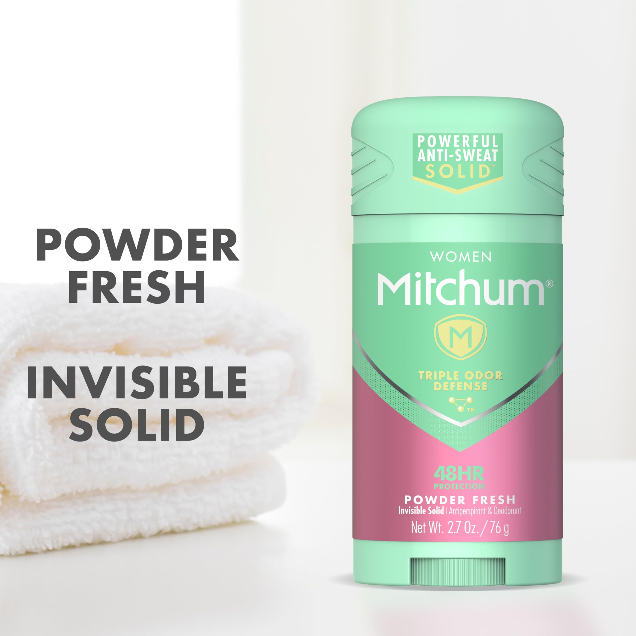 Mitchum invisible solid deodorant clear application demonstrates no residue.