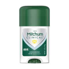 Mitchum Men clinical soft solid bottle highlights easy-to-use stick for daily wear