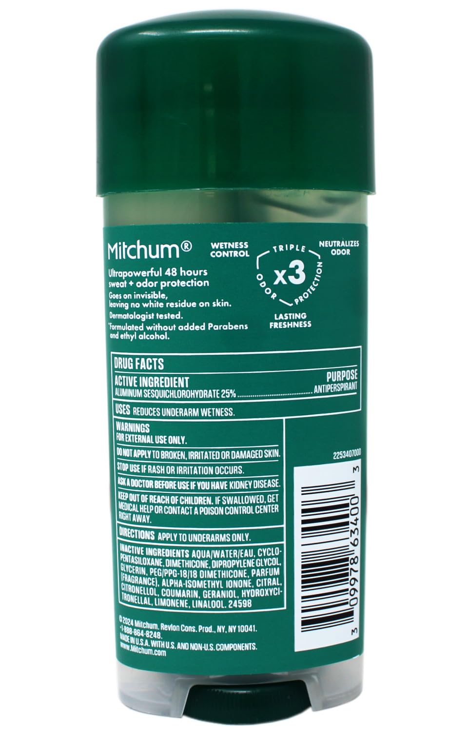 Mitchum Mountain Air close-up cap highlighting fresh scent.