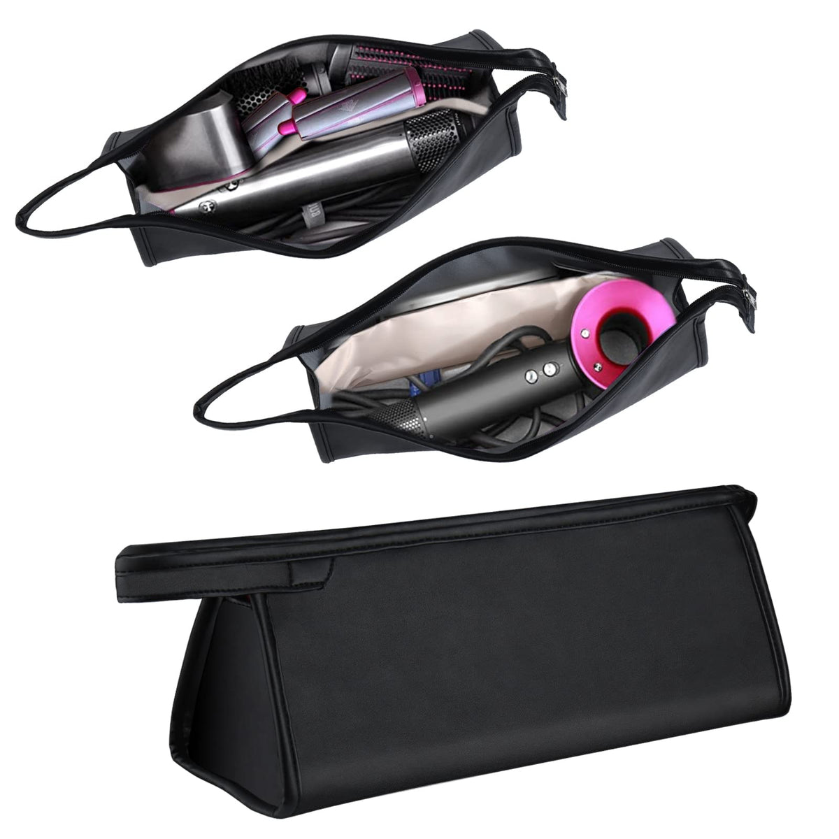 Mity Rain travel case exterior pink waterproof PU leather protects tools during travel.