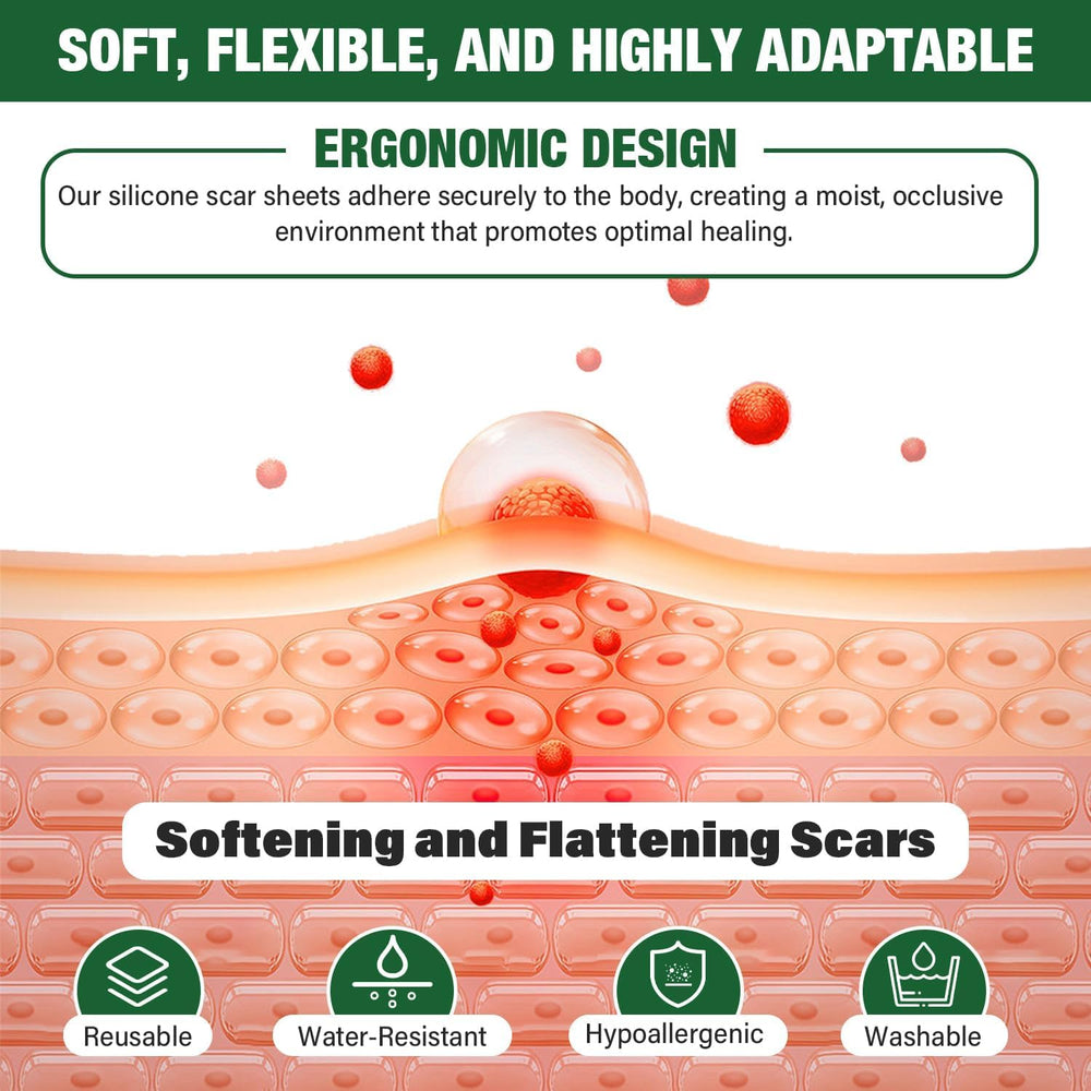 Mitreal scar patches in use on skin showing comfortable everyday application.