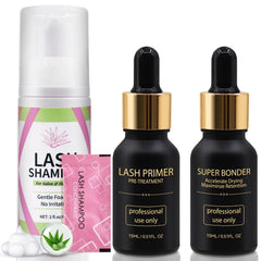 Miuffue lash shampoo concentrate bottle for clean prep-ready lashes.