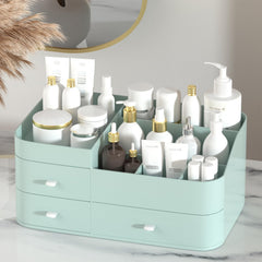 MIUOPUR makeup organizer vanity top compartments for easy cosmetics access.