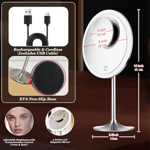 Miusco makeup mirror 9-inch LED lighting with adjustable brightness