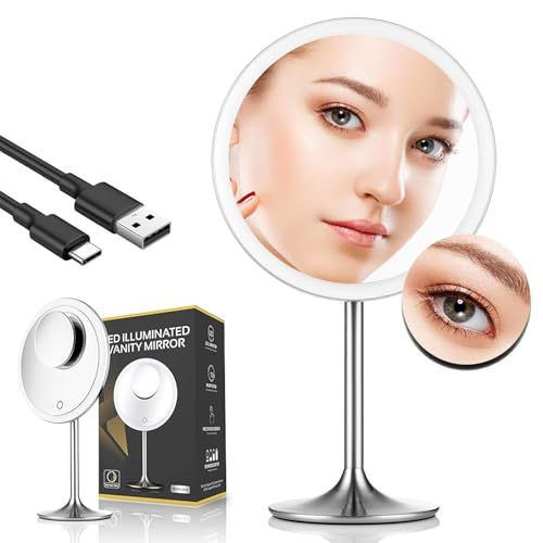 Miusco makeup mirror rechargeable cordless design with USB cable included